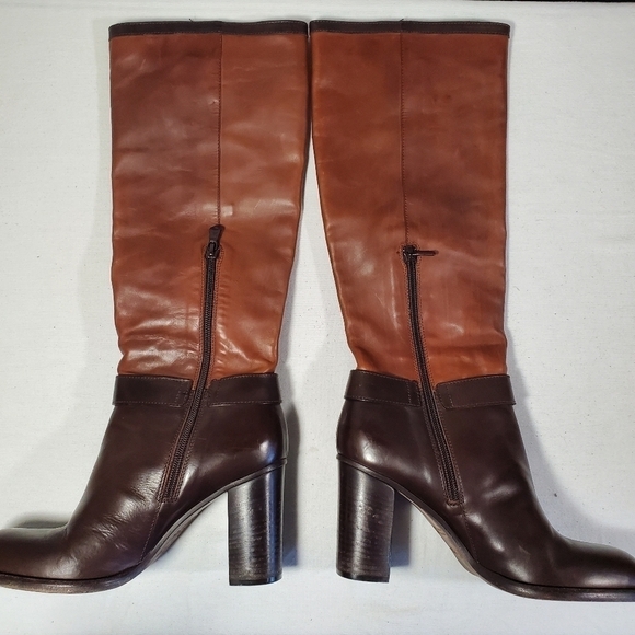 Mimosa Tall Heeled Leather Boots Tan Brown Made in Italy Size EU 39 US 8 - Picture 5 of 16